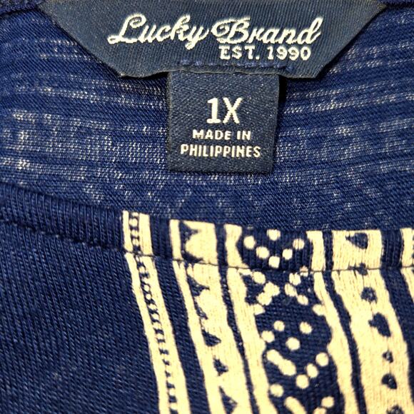 Lucky Brand 1X Women's Dress Blue Plus Size 14W 16W - Picture 2 of 5